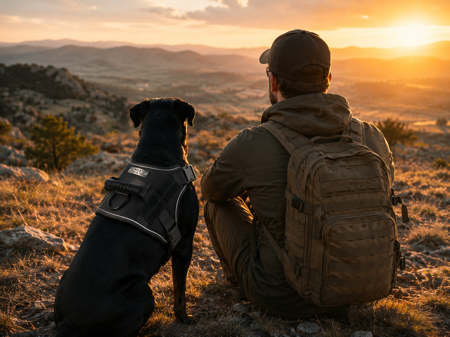 Personalized tactical dog harness and matching leash set