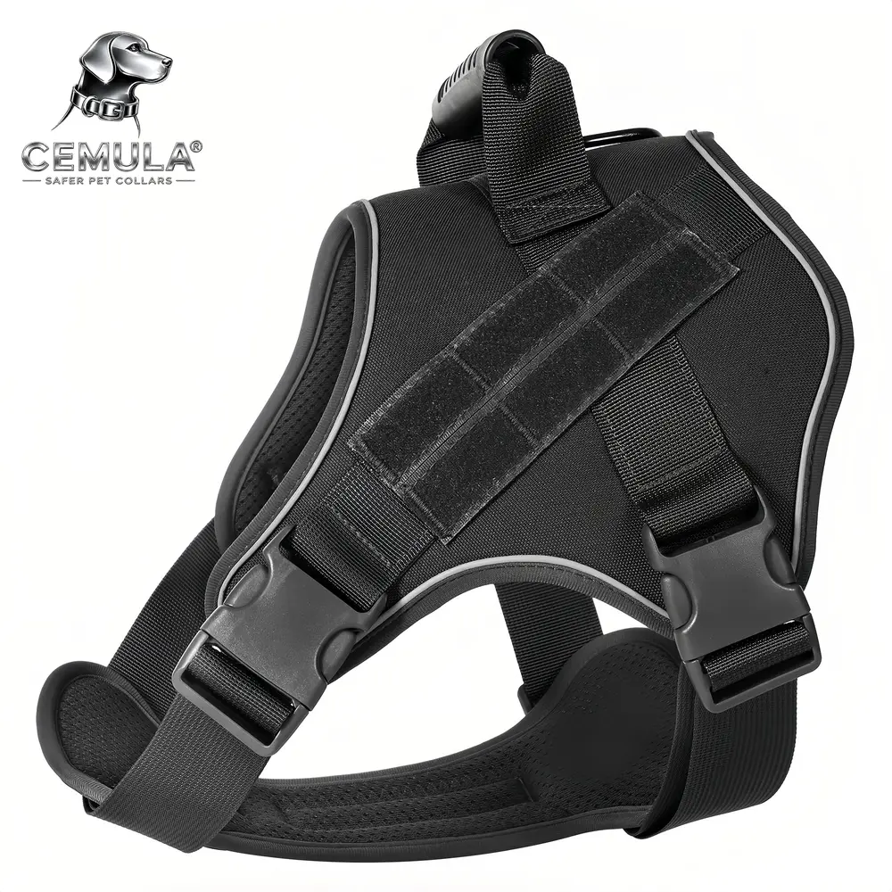 Black tactical dog harness